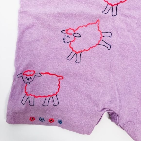 Vintage Light Purple Flower & Sheep Onesie with Buttons - 18M - Picture 4 of 8